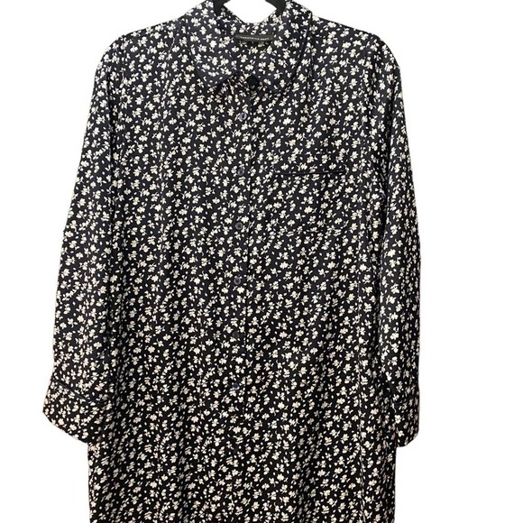 Something Navy Floral Satin Wide Leg Jumpsuit Medium - Picture 5 of 6